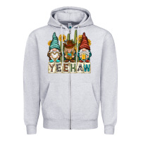 Heather Grey yeehaw with gnomies Zipper Hoodie - NancyCooperArtShop