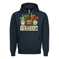 Navy yeehaw with gnomies Zipper Hoodie - NancyCooperArtShop