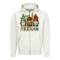 Oatmeal Heather yeehaw with gnomies Zipper Hoodie - NancyCooperArtShop
