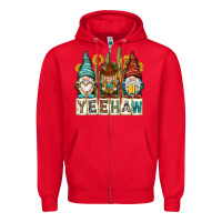 Red yeehaw with gnomies Zipper Hoodie - NancyCooperArtShop
