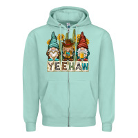 Seafoam yeehaw with gnomies Zipper Hoodie - NancyCooperArtShop