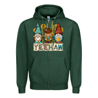 Sports Green yeehaw with gnomies Zipper Hoodie - NancyCooperArtShop