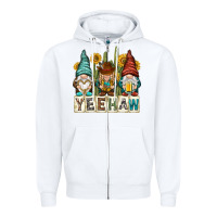 White yeehaw with gnomies Zipper Hoodie - NancyCooperArtShop