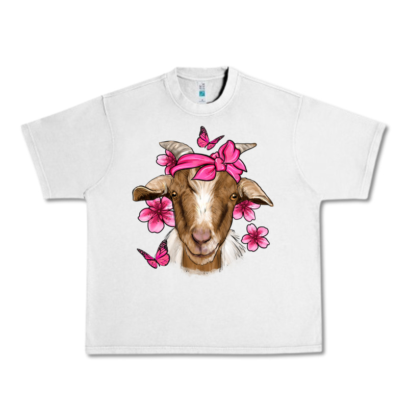 Pink Floral Bandana Goat Urban Heavy Tee by Jasminsmagicworld | Teevron