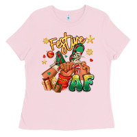 Bubblegum Pink festive af christmas black kid sneakers Ladies Tee - RanaPortraitStore