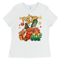 Festive Af Christmas Black Kid Sneakers Ladies Tee | Teevron