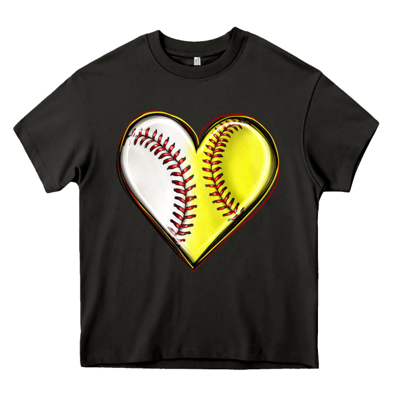 Baseball And Softball Heart Heavy Core Tee by texasbilliewilder | Teevron