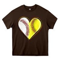 Chocolate Brown baseball and softball heart Heavy Core Tee - texasbilliewilder