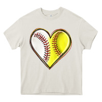 Cream baseball and softball heart Heavy Core Tee - texasbilliewilder