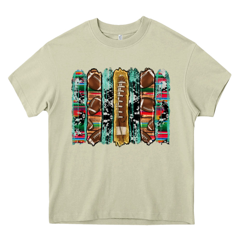 Football Serape Cowhide Turquoise Glitter  Brushstrokes Heavy Core Tee by Artiststas | Teevron