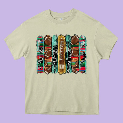 Football Serape Cowhide Turquoise Glitter  Brushstrokes Heavy Core Tee Designed By Artiststas