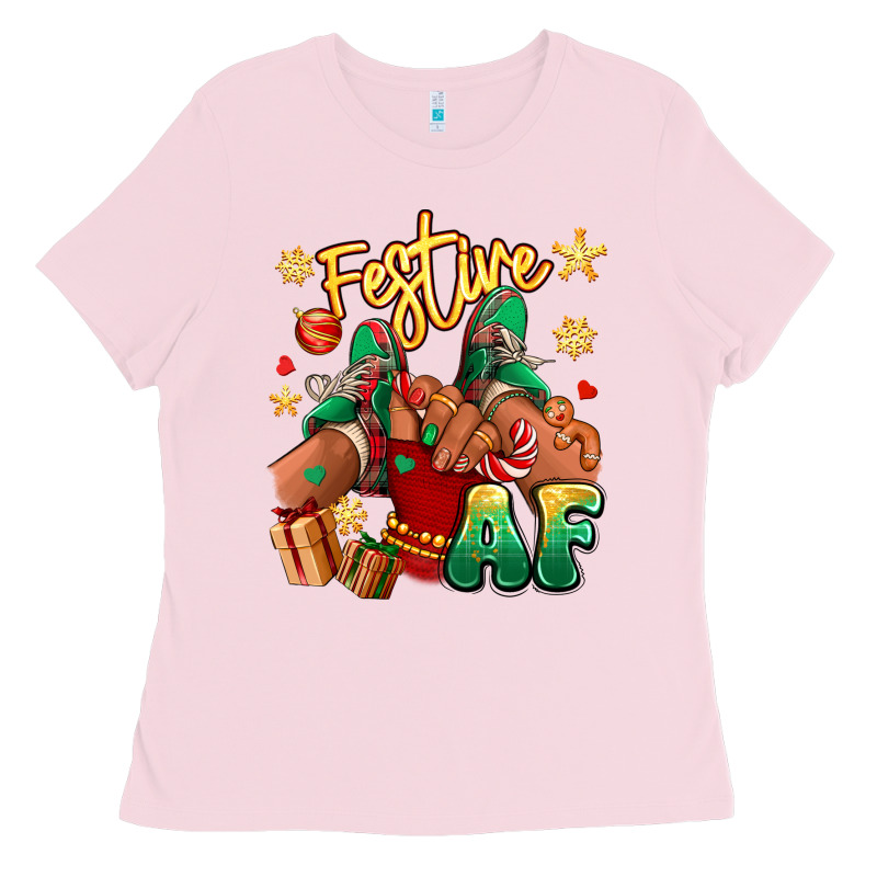 Festive Af Christmas Black Girl Children Sneakers Ladies Tee by RanaPortraitStore | Teevron
