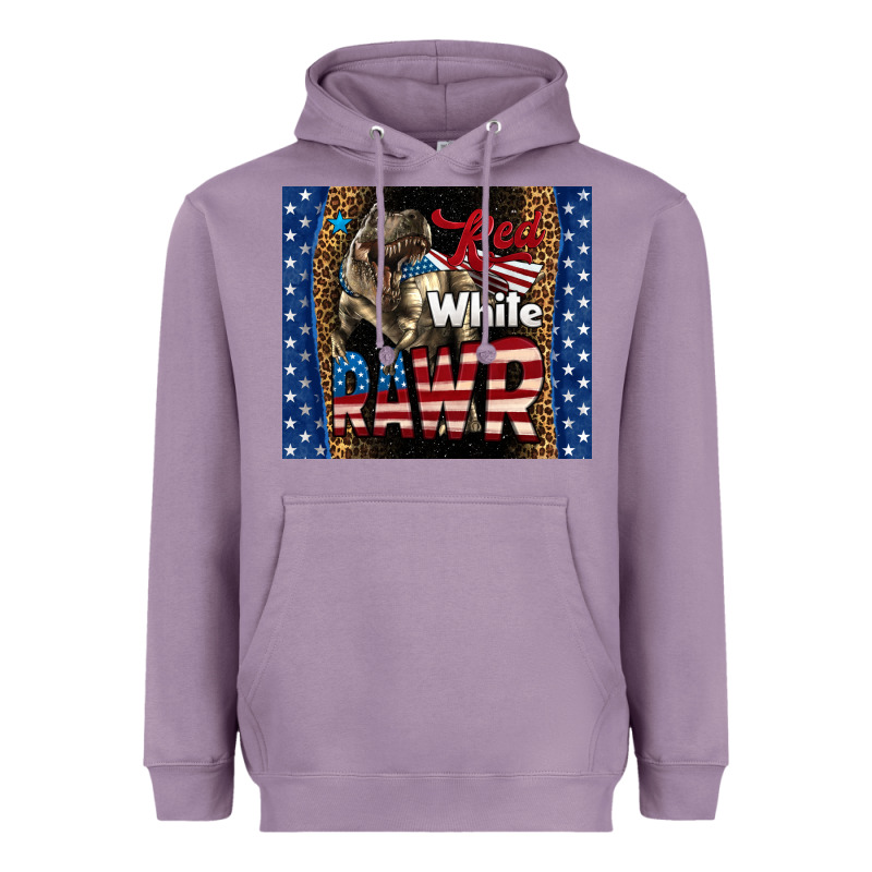 Western Red White Rawr Dinosaur Heavyweight Hoodie by LillyAllenDesigns | Teevron