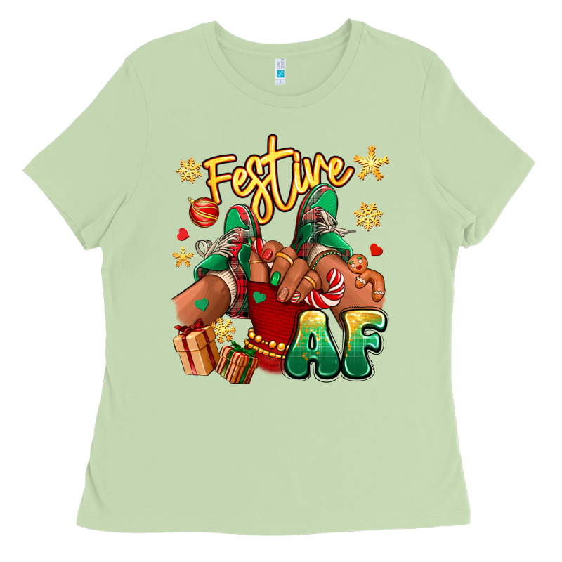Festive Af Christmas Black Girl Children Sneakers Ladies Tee by RanaPortraitStore | Teevron