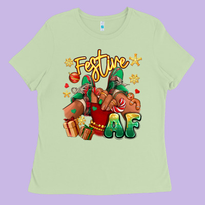 Ladies Tee festive af christmas black girl children sneakers