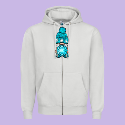 Winter Gnome With Snowflake Zipper Hoodie Designed By Nancycooperartshop