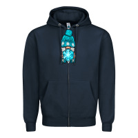 Navy winter gnome with snowflake Zipper Hoodie - NancyCooperArtShop