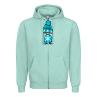 Seafoam winter gnome with snowflake Zipper Hoodie - NancyCooperArtShop