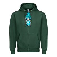 Sports Green winter gnome with snowflake Zipper Hoodie - NancyCooperArtShop