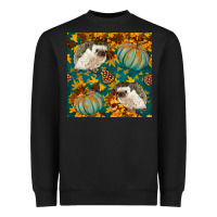 Black hedgehog and pumpkins seamless pattern Heavyweight Sweatshirt - BundleAndBundleShop