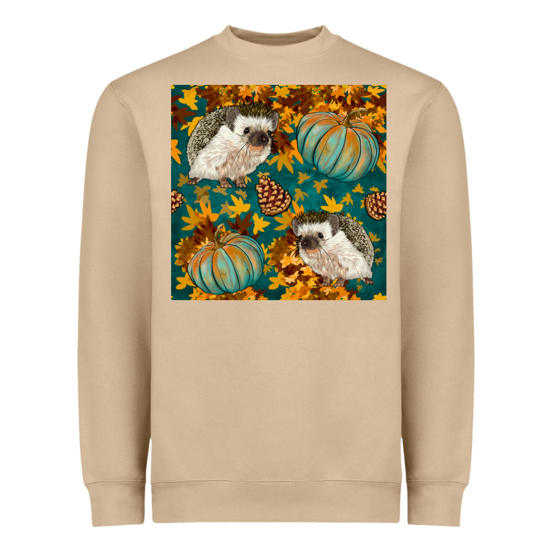 Hedgehog And Pumpkins Seamless Pattern Heavyweight Sweatshirt by BundleAndBundleShop | Teevron