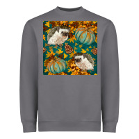 Storm hedgehog and pumpkins seamless pattern Heavyweight Sweatshirt - BundleAndBundleShop