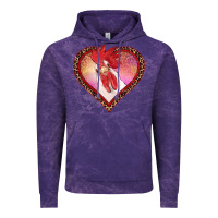 Cloud Purple valentines day rooster with leopard heart Vintage Hoodie - RanaPortraitStore