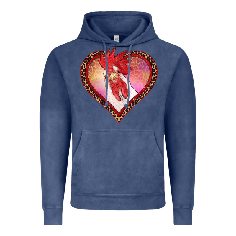 Valentines Day Rooster With Leopard Heart Vintage Hoodie by RanaPortraitStore | Teevron