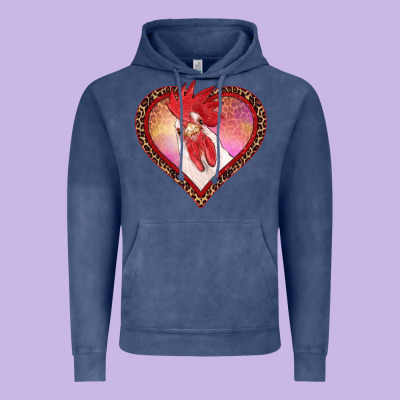 Valentines Day Rooster With Leopard Heart Vintage Hoodie Designed By Ranaportraitstore