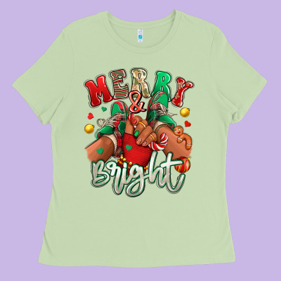 Ladies Tee merry and bright black kid sneakers
