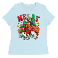 Baby Blue merry and bright black kid sneakers Ladies Tee - RanaPortraitStore