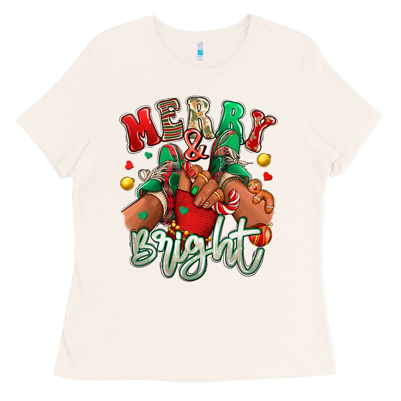 Merry And Bright Black Kid Sneakers Ladies Tee by RanaPortraitStore | Teevron