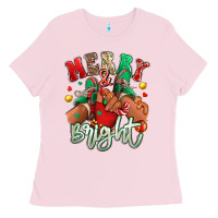Bubblegum Pink merry and bright black kid sneakers Ladies Tee - RanaPortraitStore