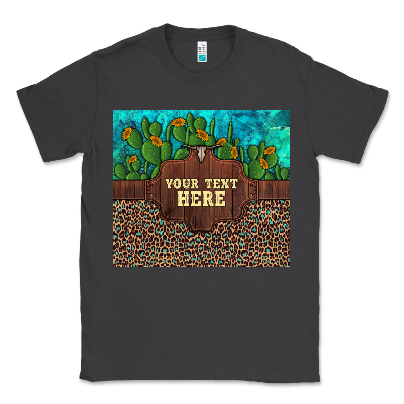 Preview Custom Cactus And Sunflowers Leopard Turquoise Classic Tee by Artiststas | Teevron