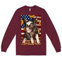 Burgundy Western American Pig Long Sleeve Tee - LillyAllenDesigns