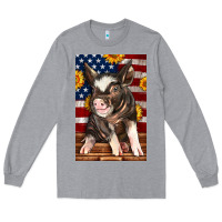 Heather Grey Western American Pig Long Sleeve Tee - LillyAllenDesigns