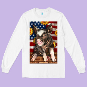 Western American Pig Long Sleeve Tee Designed By Lillyallendesigns
