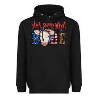 Black Western Star Spangled Baby Cow Heavyweight Hoodie - LillyAllenDesigns