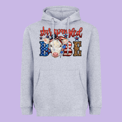 Western Star Spangled Baby Cow Heavyweight Hoodie Designed By Lillyallendesigns