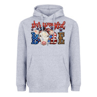 Heather Grey Western Star Spangled Baby Cow Heavyweight Hoodie - LillyAllenDesigns