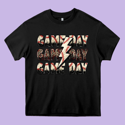 Game Day Game Day Baseball Lightning Bolt Heavy Core Tee Designed By Zillion Design Studio