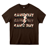 Chocolate Brown game day game day baseball lightning bolt Heavy Core Tee - Zillion Design Studio