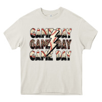 Cream game day game day baseball lightning bolt Heavy Core Tee - Zillion Design Studio