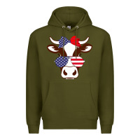 Army Green Cow 4Th Of July Independence Day Premium Hoodie - Bettercallsaul