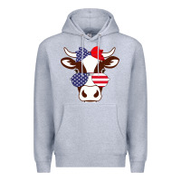 Heather Grey Cow 4Th Of July Independence Day Premium Hoodie - Bettercallsaul