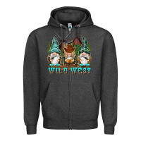 Charcoal Heather wild west gnomies Zipper Hoodie - NancyCooperArtShop