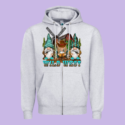 Wild West Gnomies Zipper Hoodie Designed By Nancycooperartshop