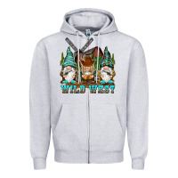 Heather Grey wild west gnomies Zipper Hoodie - NancyCooperArtShop
