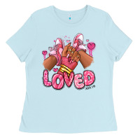 Baby Blue loved valentine's day afro girl sneakers Ladies Tee - RanaPortraitStore