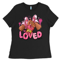 Black loved valentine's day afro girl sneakers Ladies Tee - RanaPortraitStore